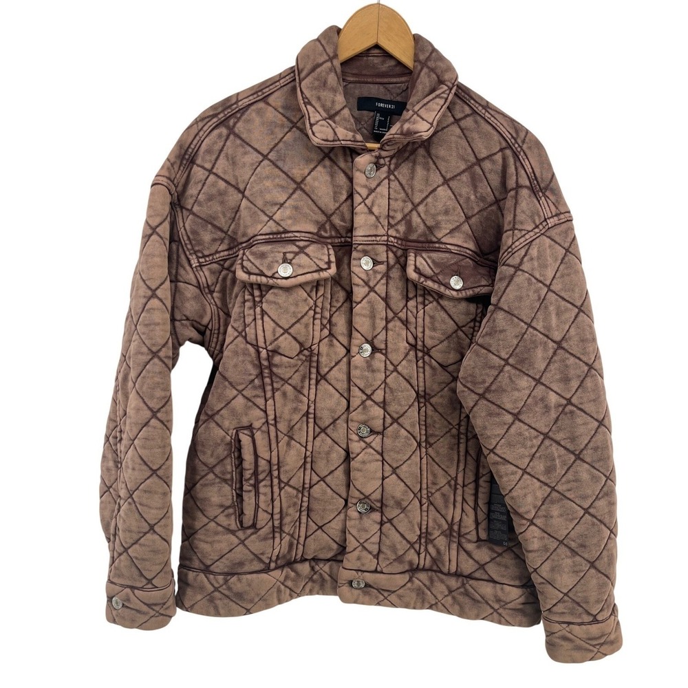 Forever 21 NEW Quilted Button Up Jacket Mineral Wash Women Small